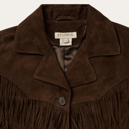 Women Fringe Jackets Stetson Fringe Suede Jacket Chocolate