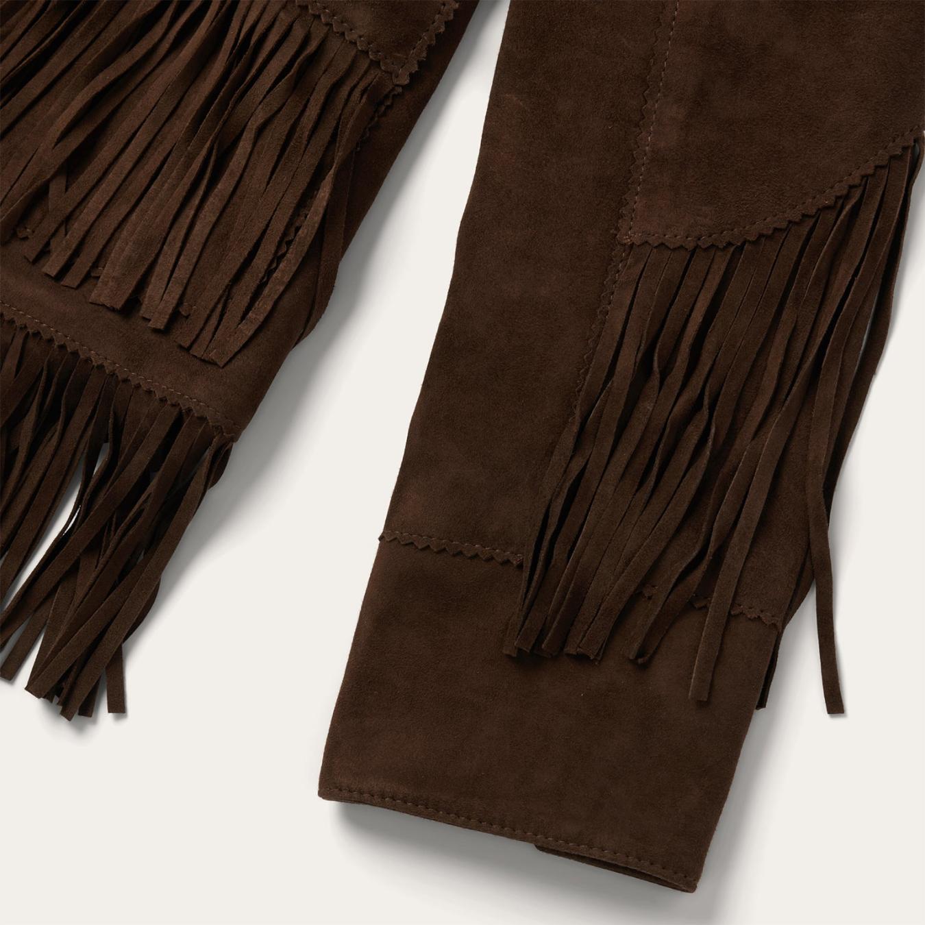 Women Fringe Jackets Stetson Fringe Suede Jacket Chocolate