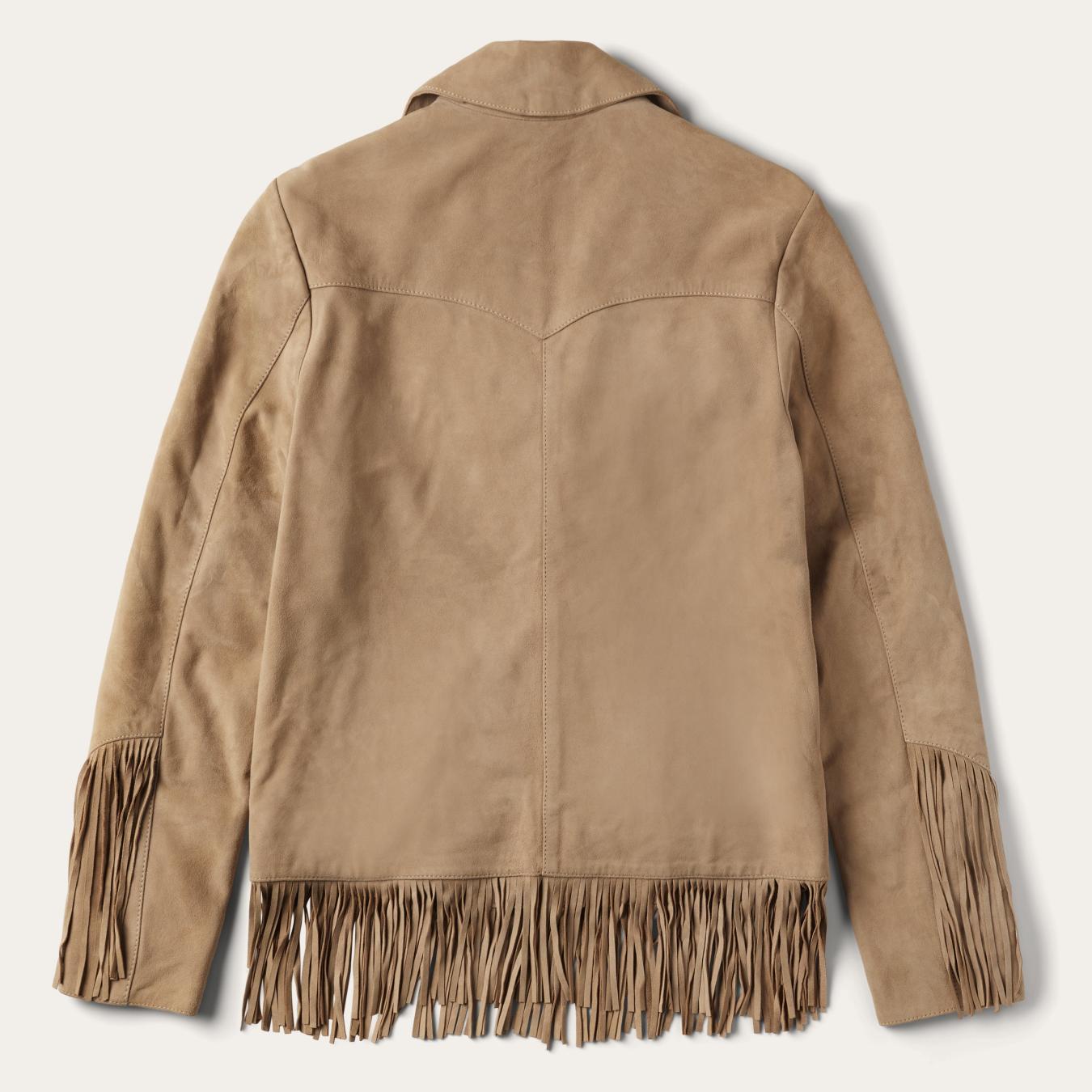 Women Fringe Jackets Stetson Fringe Suede Jacket Light Tan