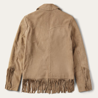 Women Fringe Jackets Stetson Fringe Suede Jacket Light Tan