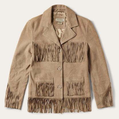 Women Fringe Jackets Stetson Fringe Suede Jacket Light Tan