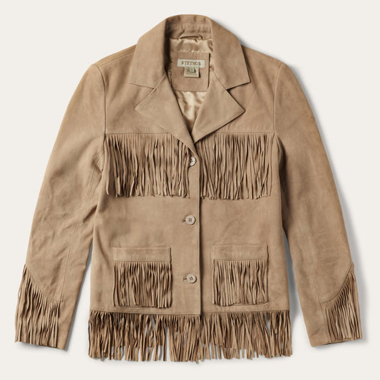 Women Fringe Jackets Stetson Fringe Suede Jacket Light Tan