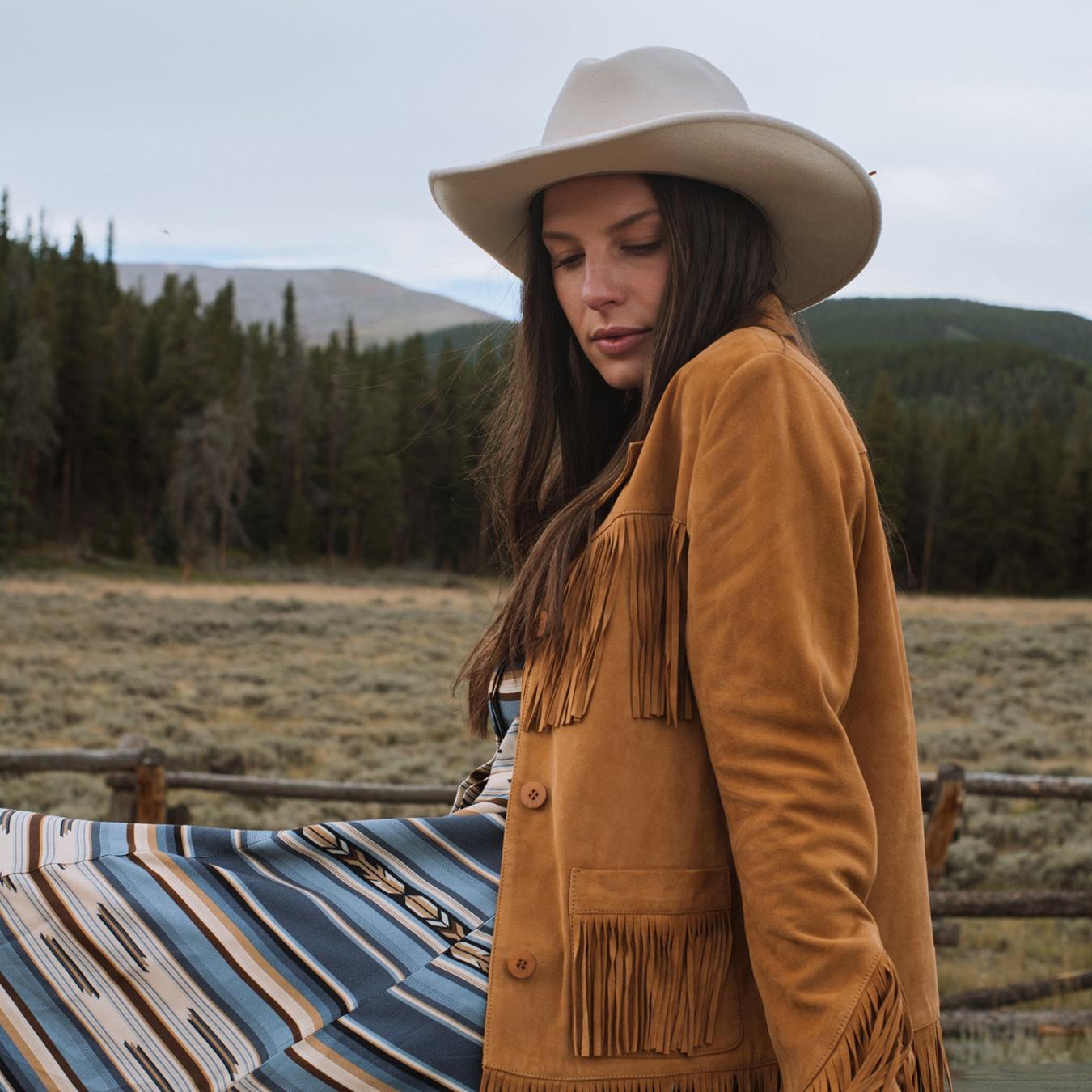 Women Fringe Jackets Stetson Fringe Suede Jacket Tan