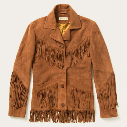 Women Fringe Jackets Stetson Lamb Suede Fringed Jacket Brown