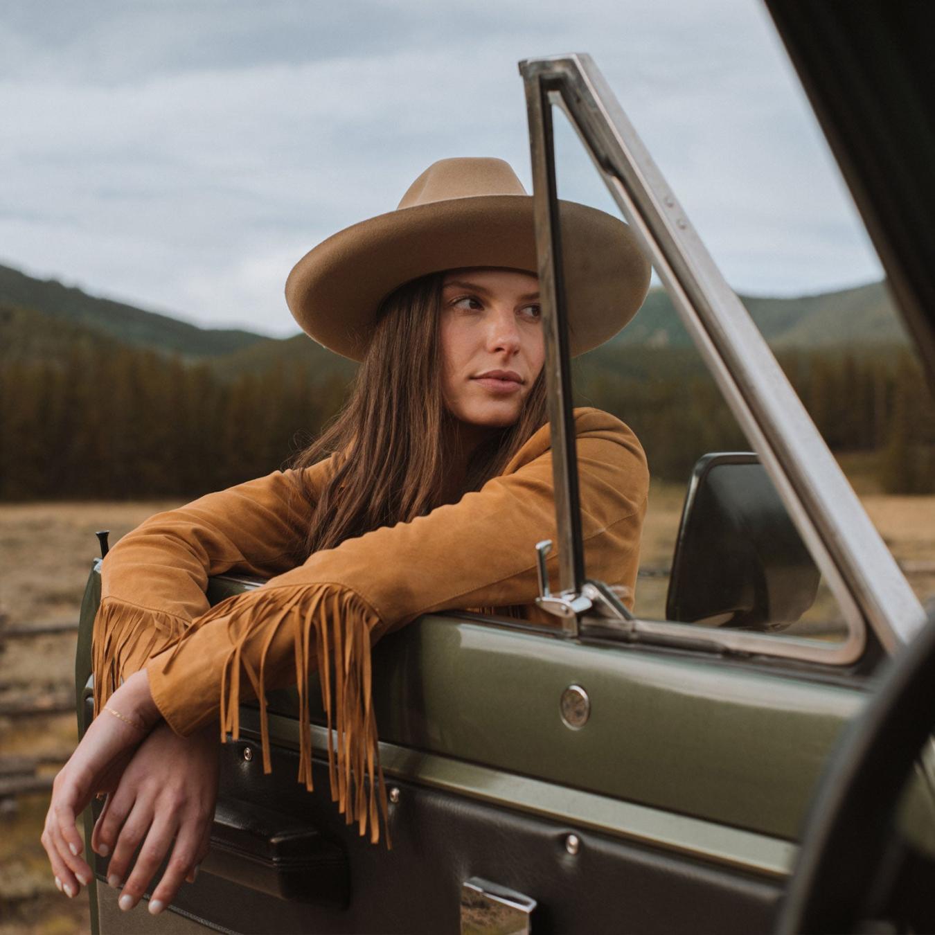 Women Fringe Jackets Stetson Lamb Suede Fringed Jacket Brown