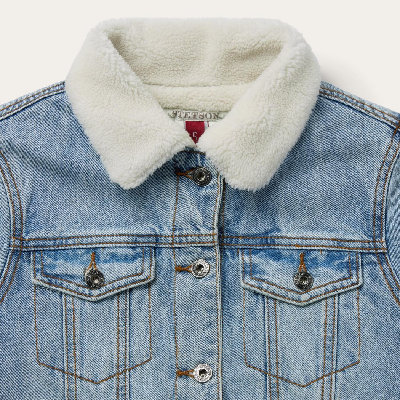 Women Jackets Stetson Denim Sherpa Lined Jacket Blue
