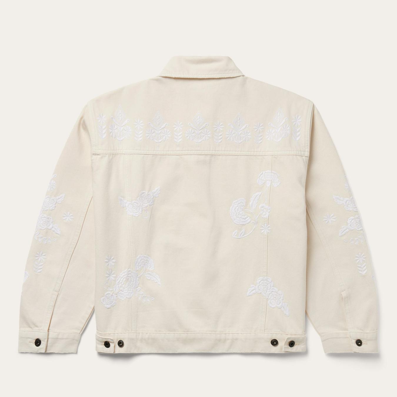 Women Jackets Stetson Embroidered Cream Denim Jacket White