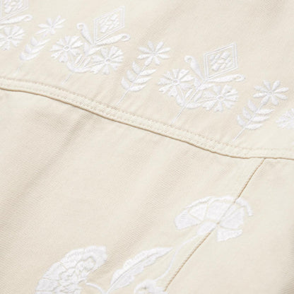 Women Jackets Stetson Embroidered Cream Denim Jacket White