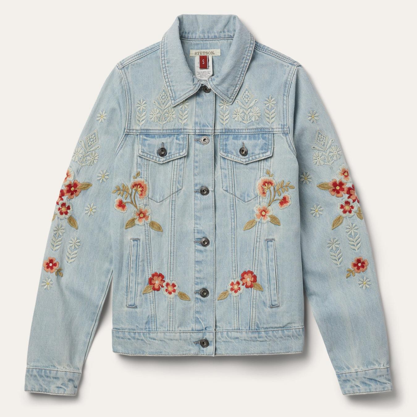 Women Jackets Stetson Embroidered Denim Jacket Blue