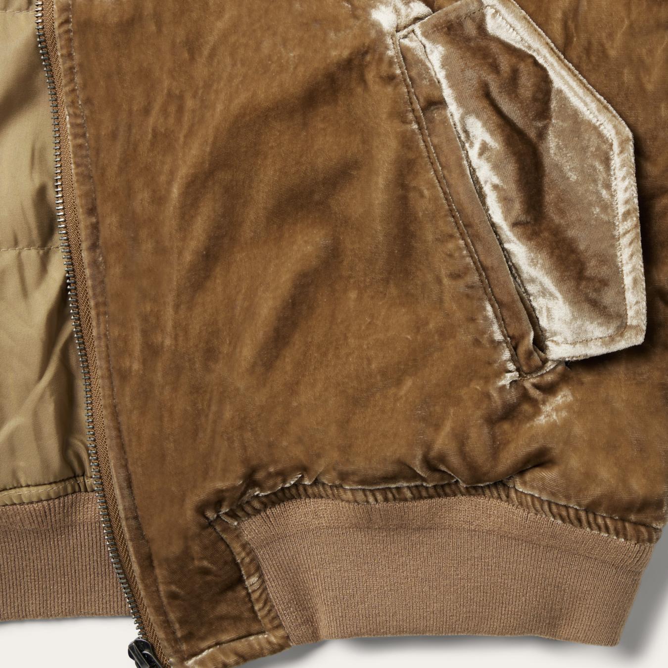 Women Jackets Stetson Embroidered Velvet Bomber Jacket Copper