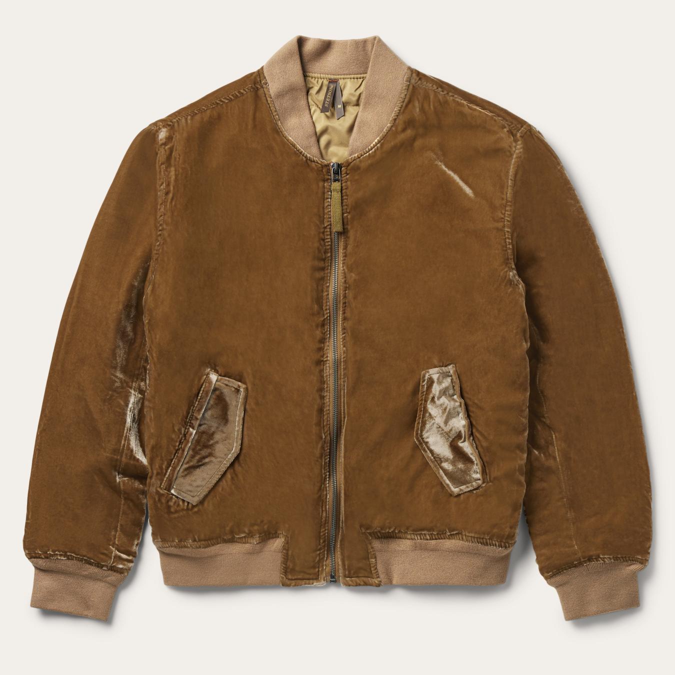 Women Jackets Stetson Embroidered Velvet Bomber Jacket Copper
