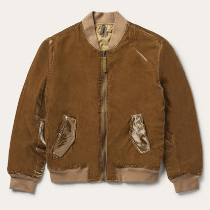 Women Jackets Stetson Embroidered Velvet Bomber Jacket Copper
