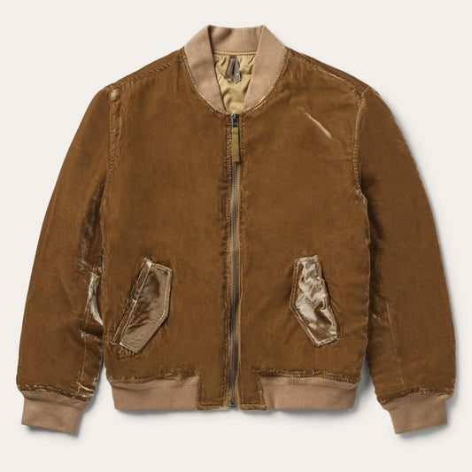Women Jackets Stetson Embroidered Velvet Bomber Jacket Copper