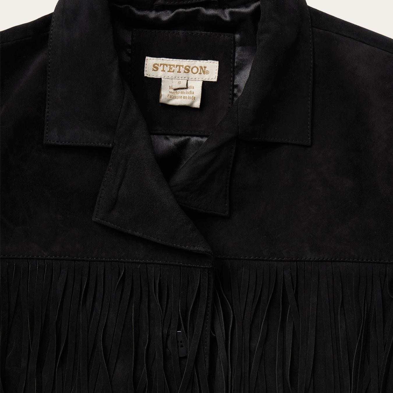Women Jackets Stetson Fringe Suede Jacket Black