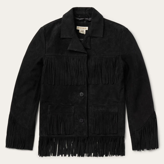 Women Jackets Stetson Fringe Suede Jacket Black