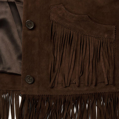 Women Jackets Stetson Fringe Suede Jacket Chocolate
