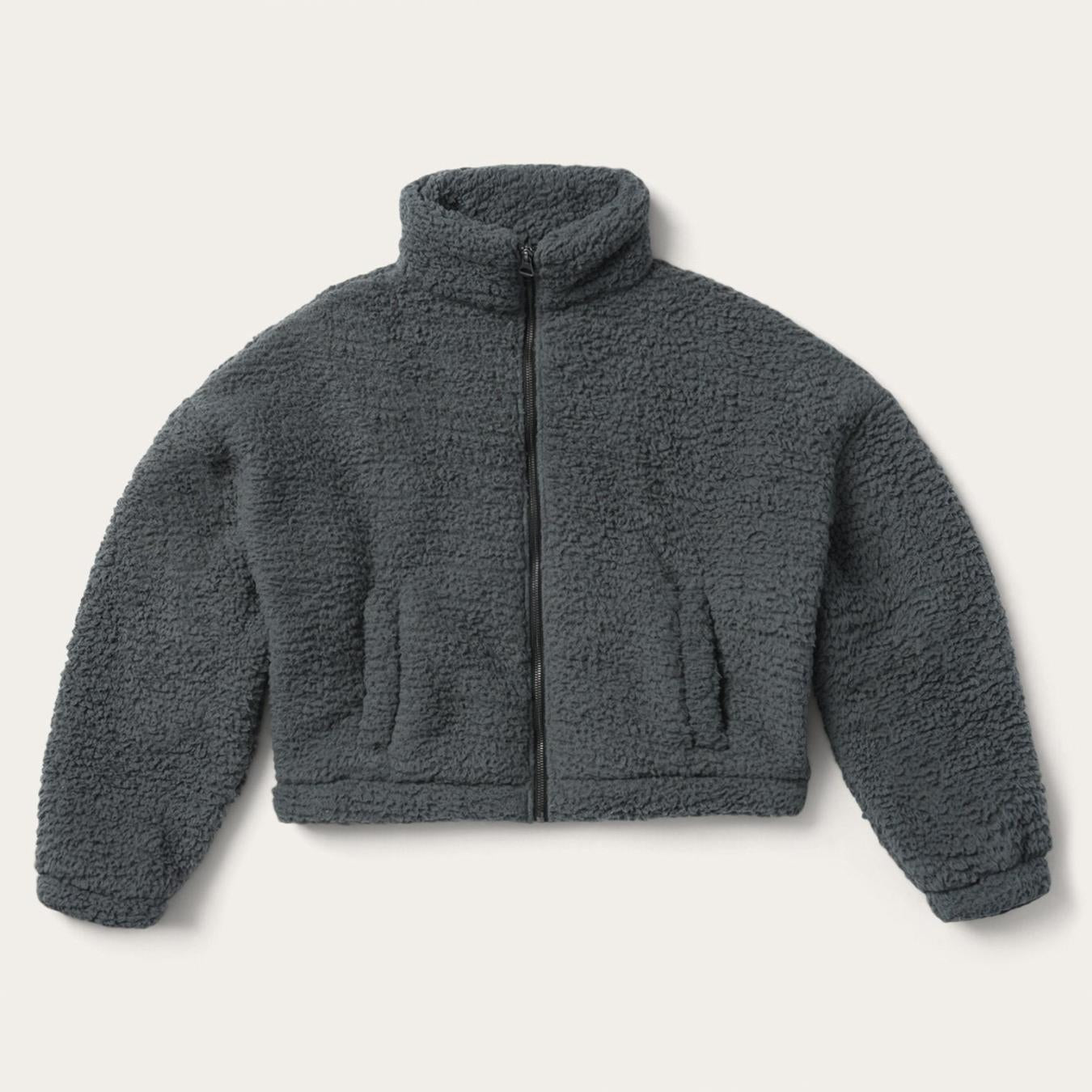 Women Jackets Stetson Fuzzy Teddy Bear Fleece Jacket Grey