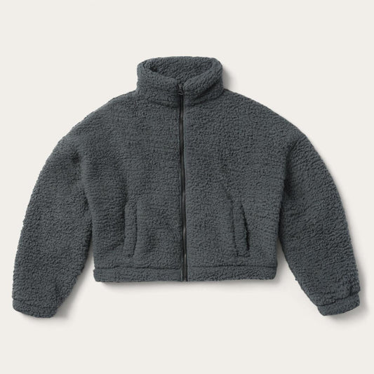 Women Jackets Stetson Fuzzy Teddy Bear Fleece Jacket Grey