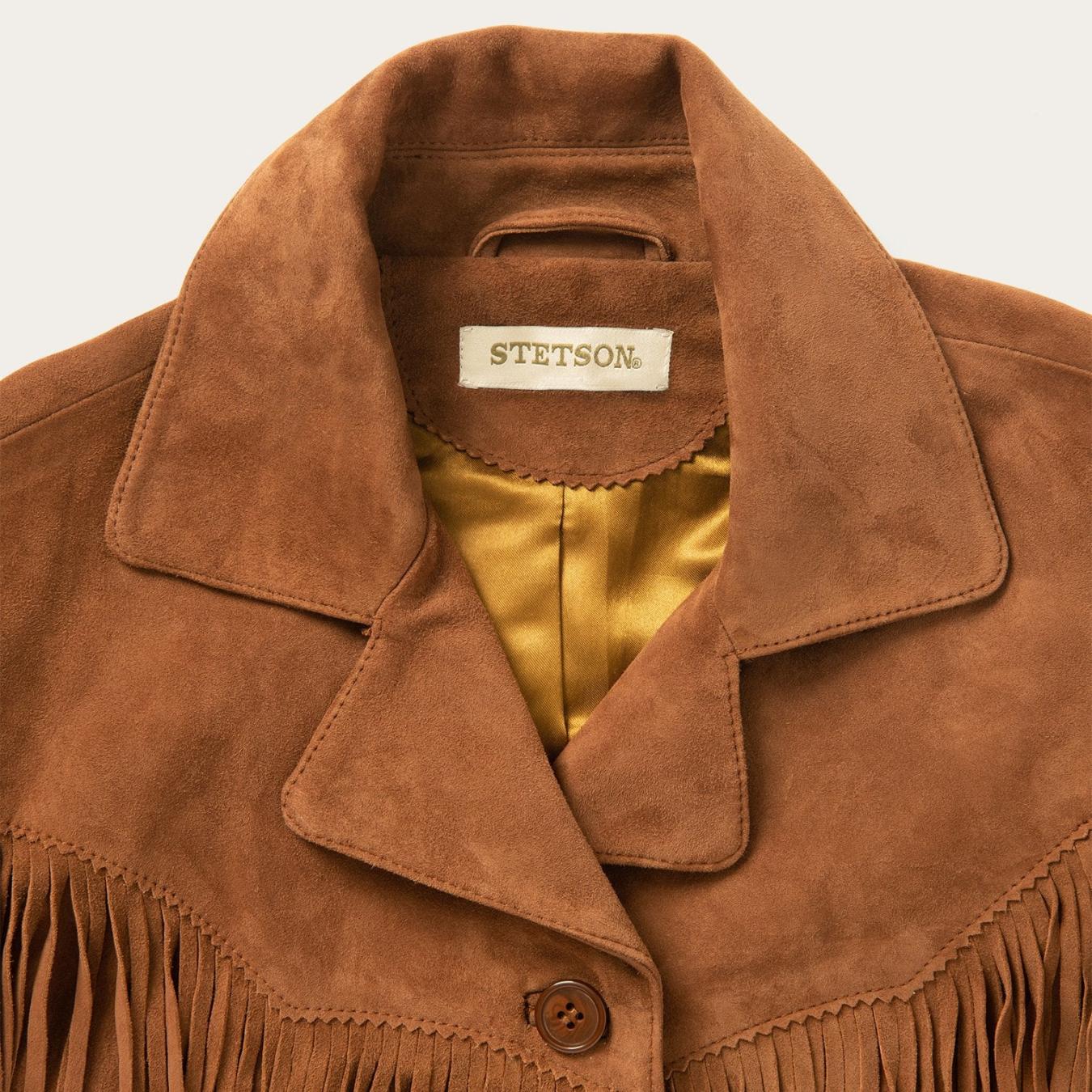 Women Jackets Stetson Lamb Suede Fringed Jacket Brown