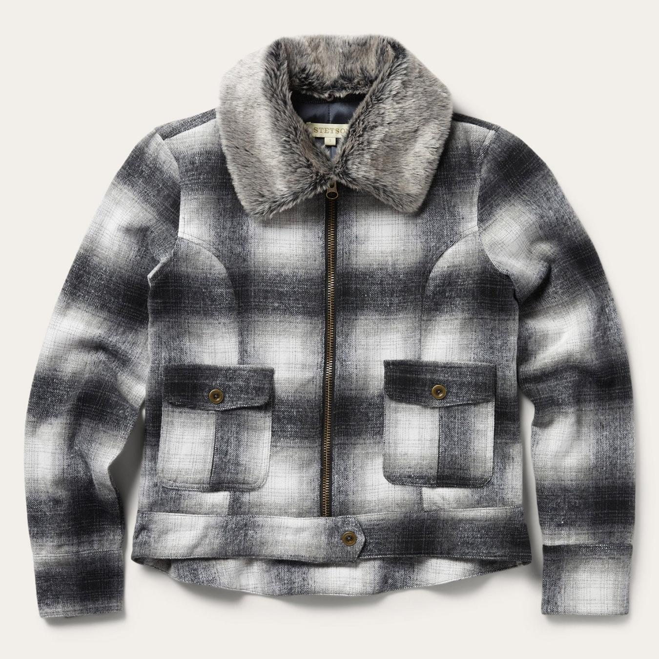 Women Jackets Stetson Plaid Cropped Jacket Black