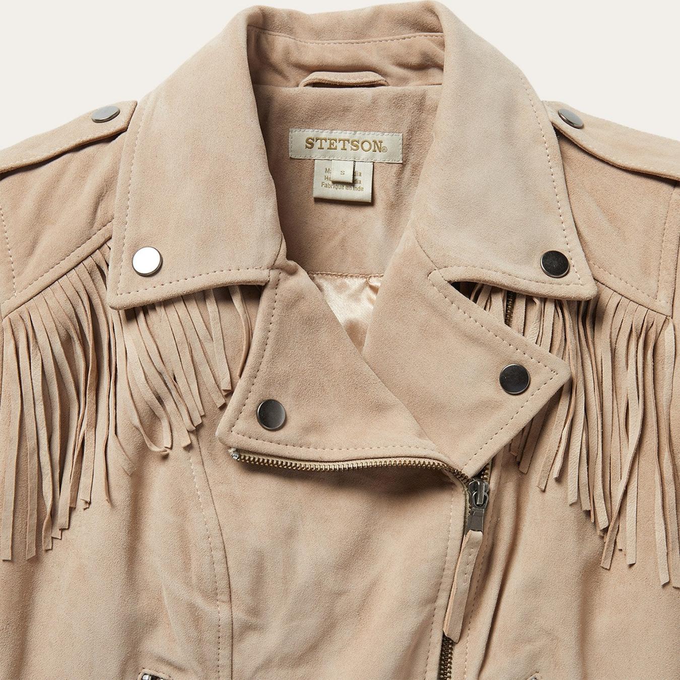 Women Jackets Stetson Premium Suede Moto Jacket Tan