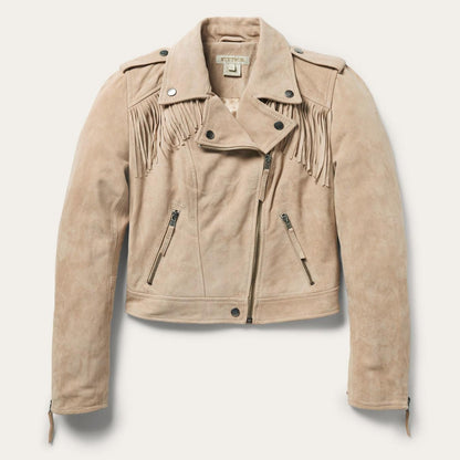 Women Jackets Stetson Premium Suede Moto Jacket Tan