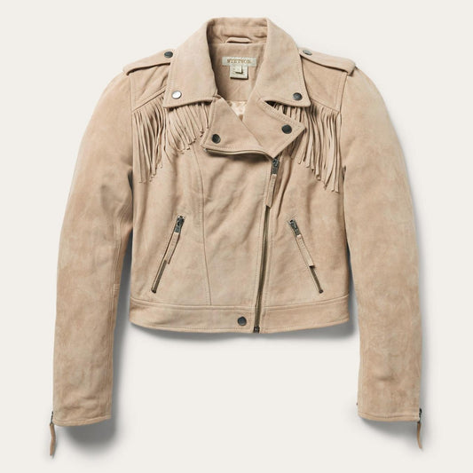 Women Jackets Stetson Premium Suede Moto Jacket Tan