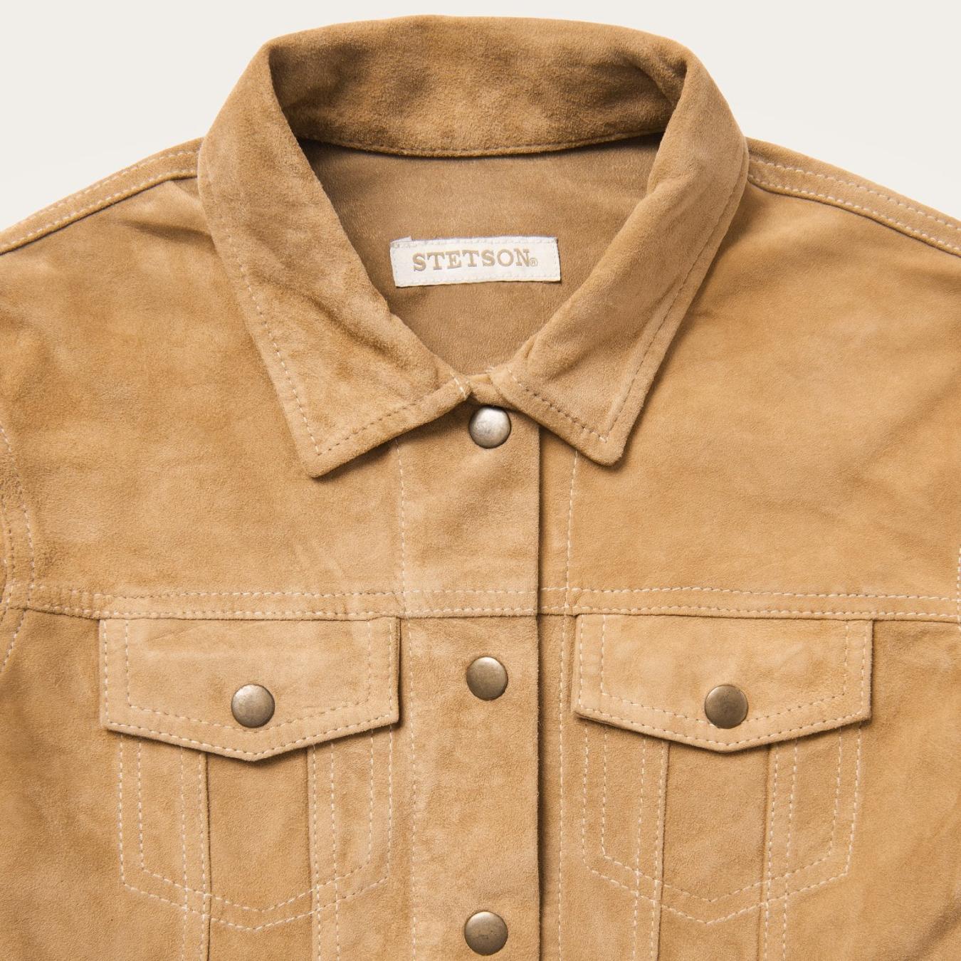 Women Jackets Stetson Suede Denim Shirt Jacket Brown