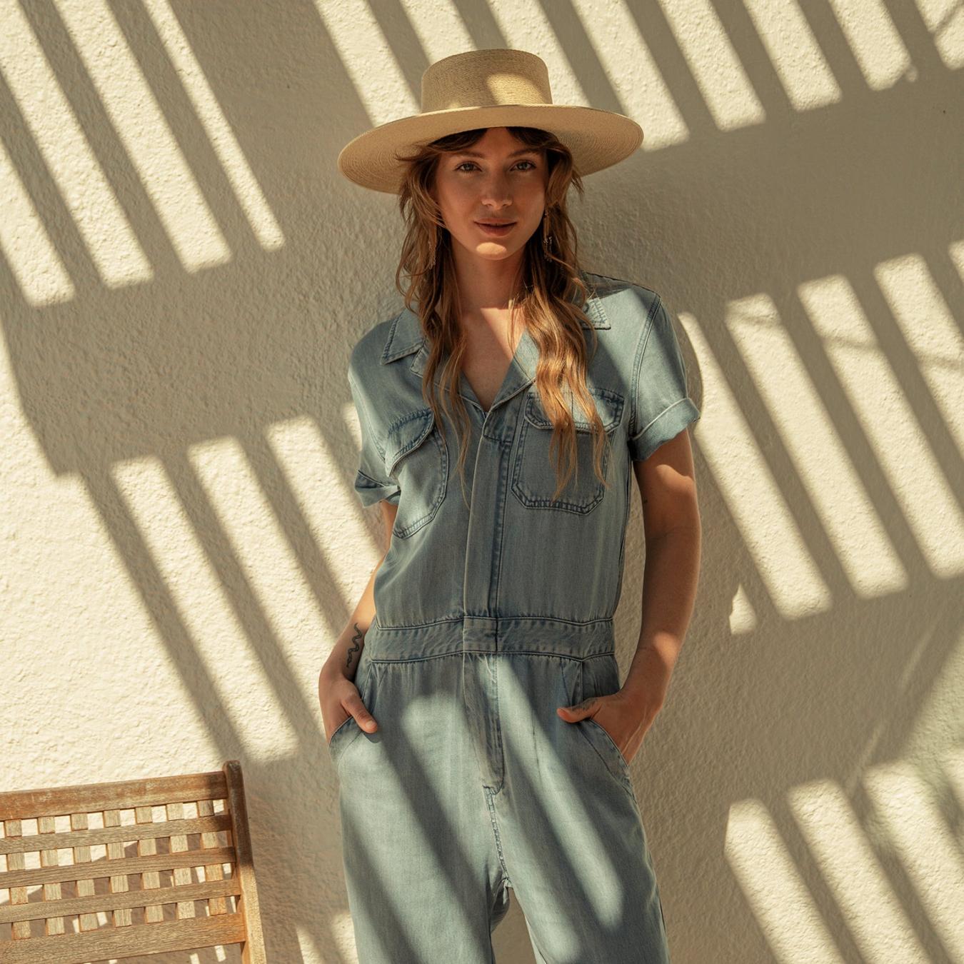 Women Jumpsuits Stetson Notch Collar Jumpsuit Blue