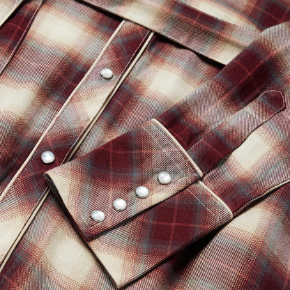Women Midi Stetson Black Cherry Plaid Shirt Dress Red