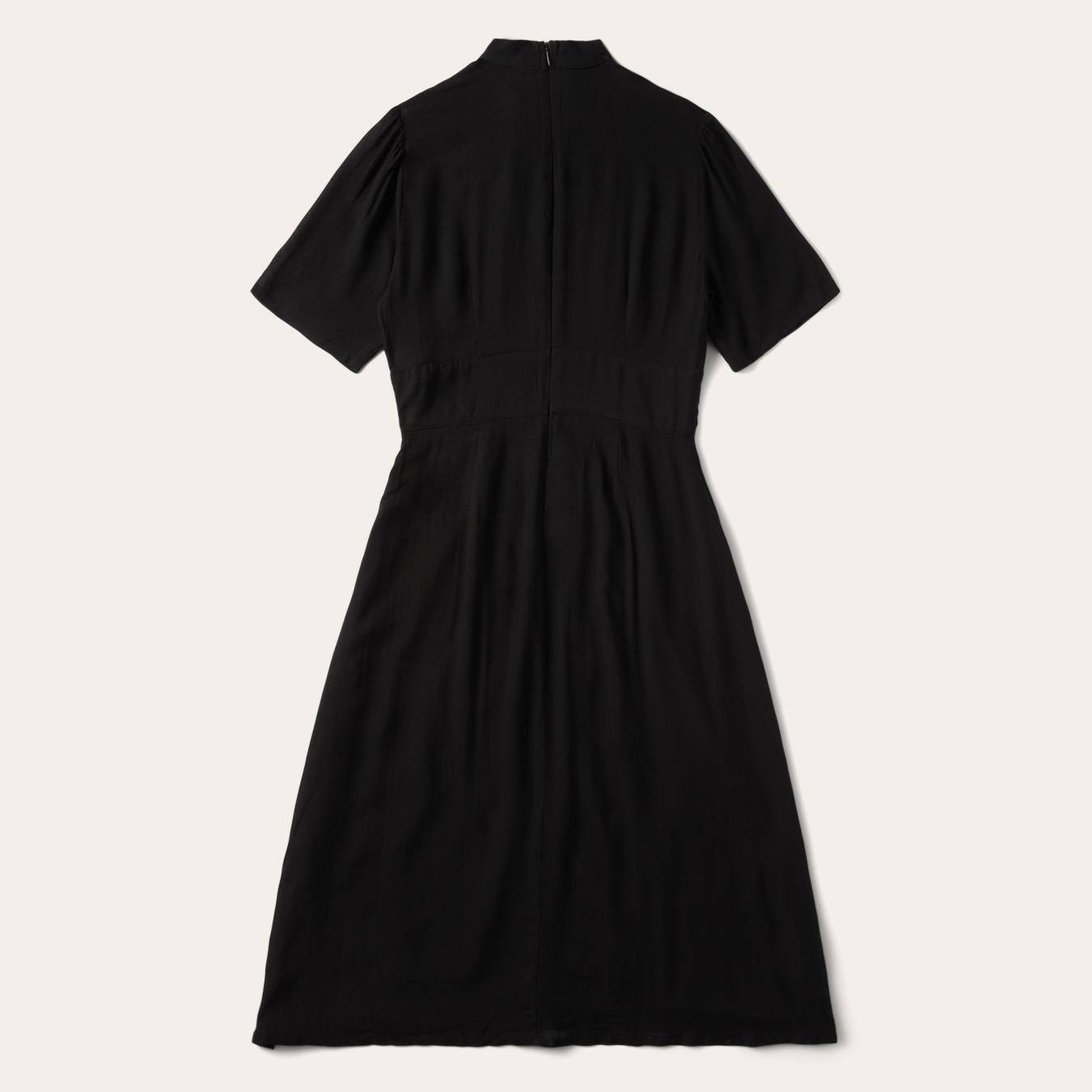 Women Midi Stetson Black Herringbone Twill Midi Dress Black