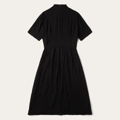 Women Midi Stetson Black Herringbone Twill Midi Dress Black