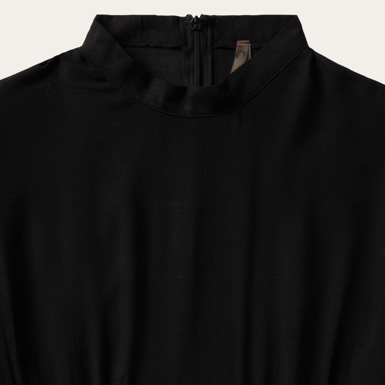 Women Midi Stetson Black Herringbone Twill Midi Dress Black