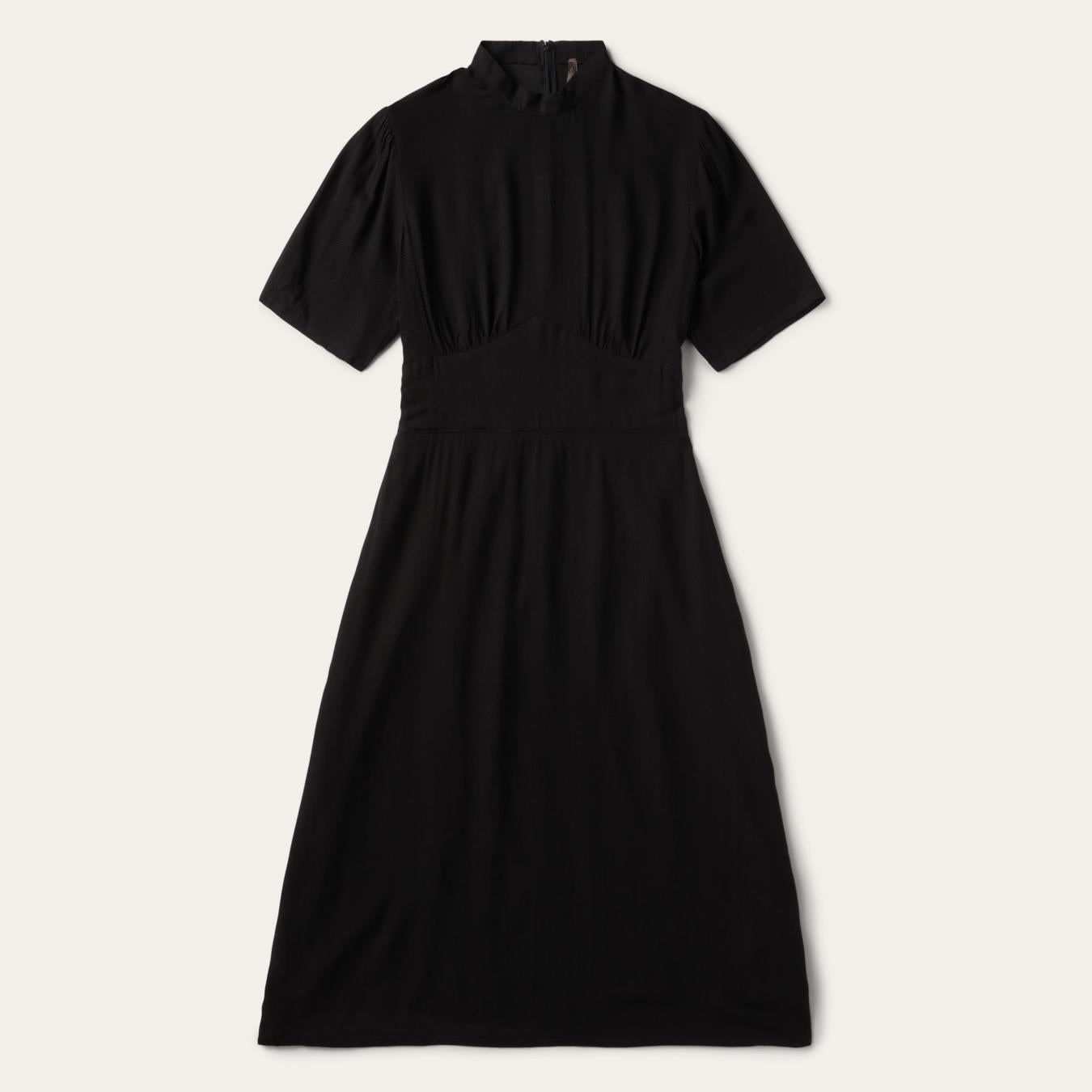 Women Midi Stetson Black Herringbone Twill Midi Dress Black