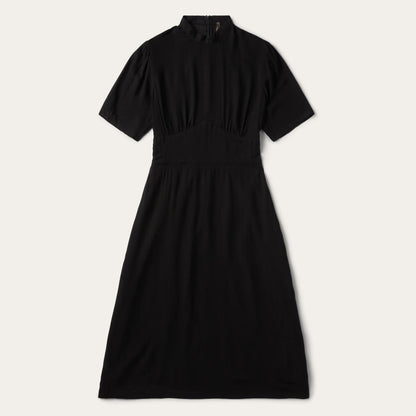 Women Midi Stetson Black Herringbone Twill Midi Dress Black