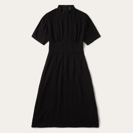 Women Midi Stetson Black Herringbone Twill Midi Dress Black