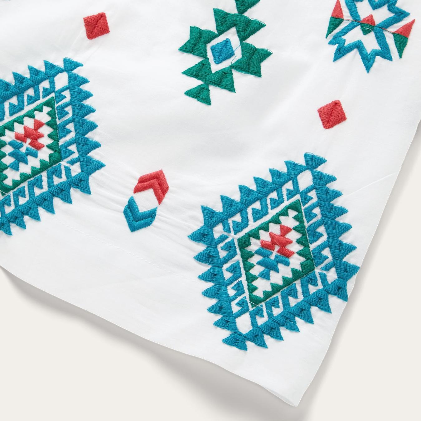 Women Midi Stetson Bright Schiffli Embroidered White Cotton Lawn Dress White