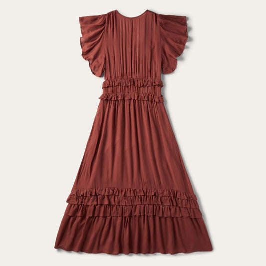 Women Midi Stetson Cinnamon Herringbone Dress Brown