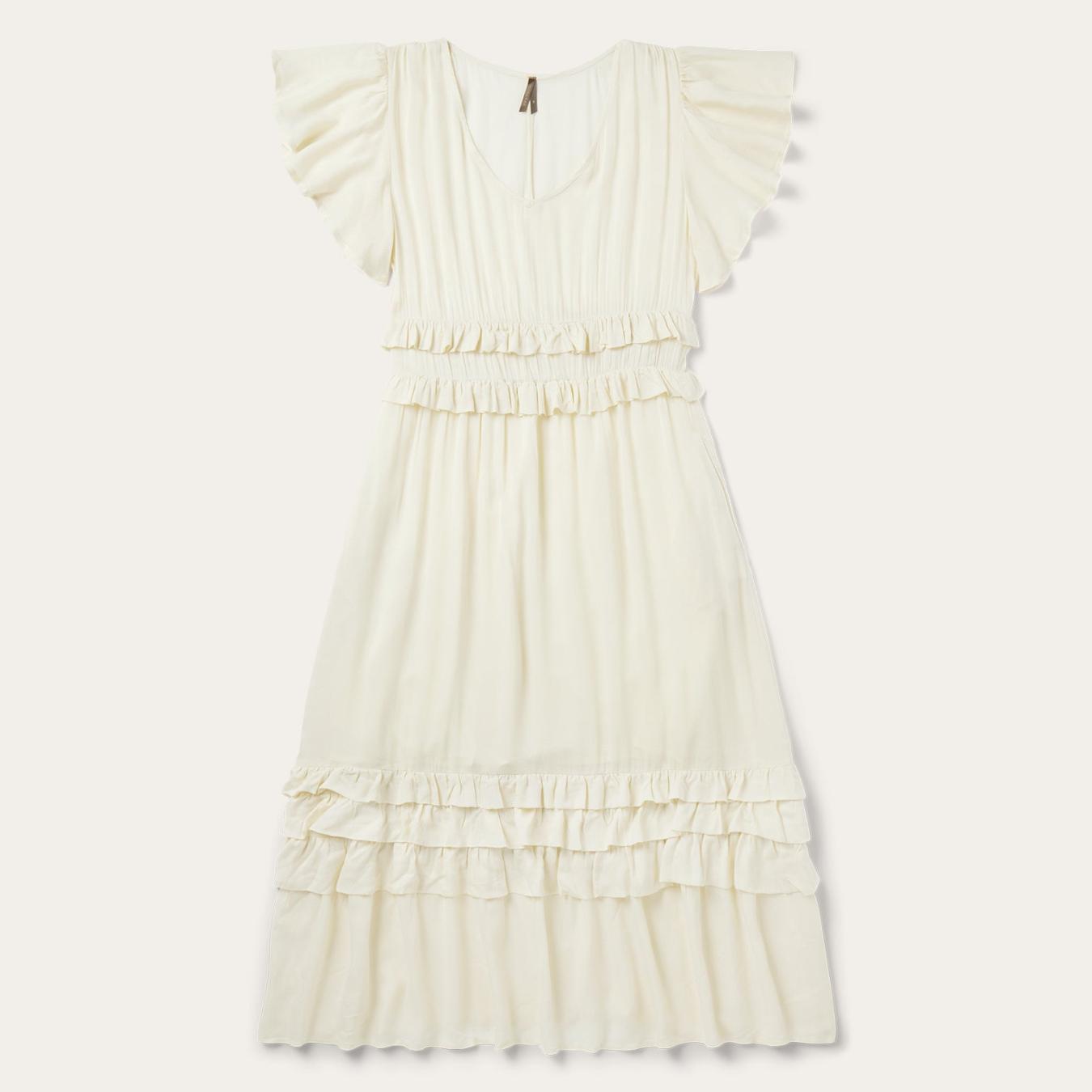 Women Midi Stetson Cream Herringbone Dress White