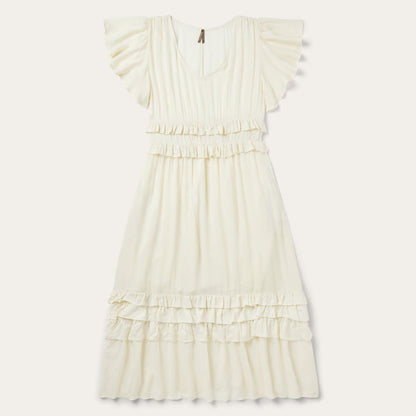 Women Midi Stetson Cream Herringbone Dress White