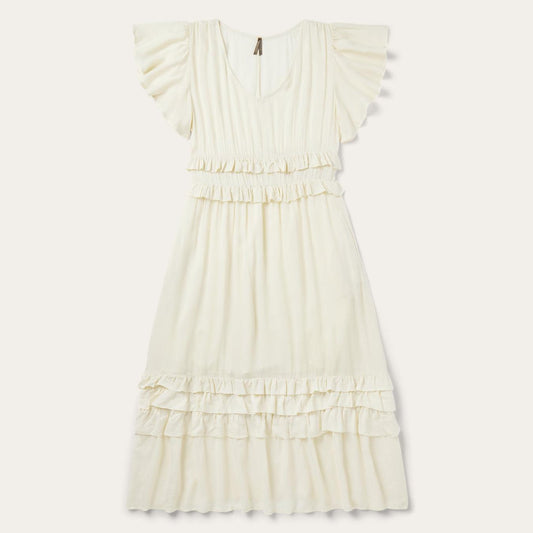 Women Midi Stetson Cream Herringbone Dress White