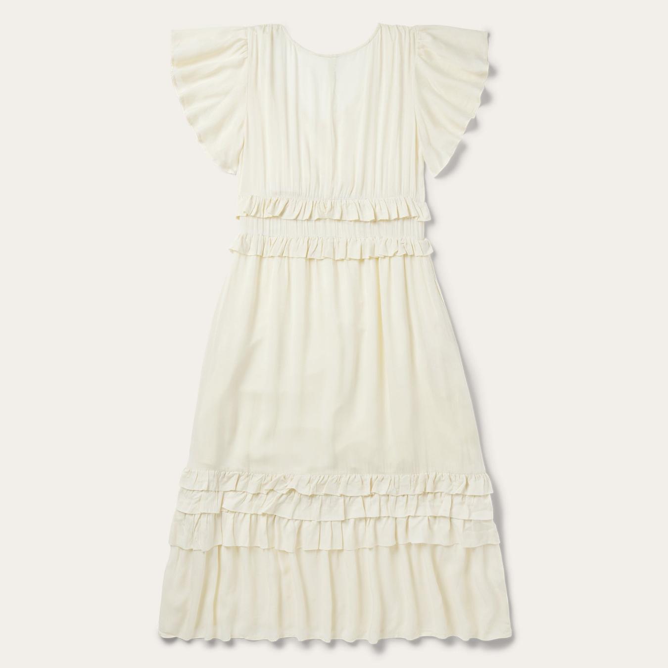Women Midi Stetson Cream Herringbone Dress White