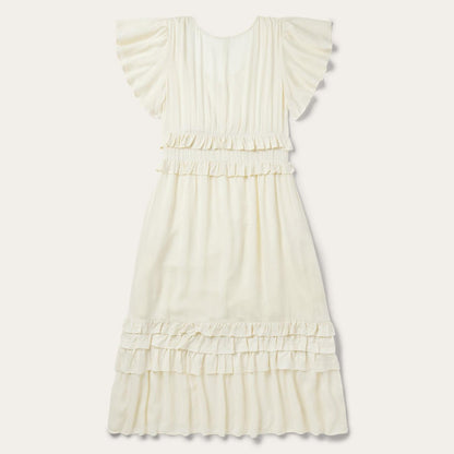 Women Midi Stetson Cream Herringbone Dress White