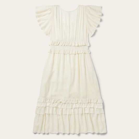 Women Midi Stetson Cream Herringbone Dress White