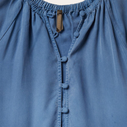 Women Midi Stetson Denim Long Three Tiered Dress Blue
