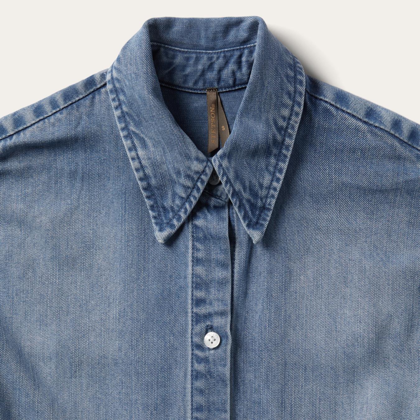 Women Midi Stetson Denim Tie-Front Dress Blue