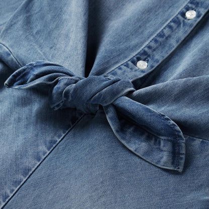 Women Midi Stetson Denim Tie-Front Dress Blue
