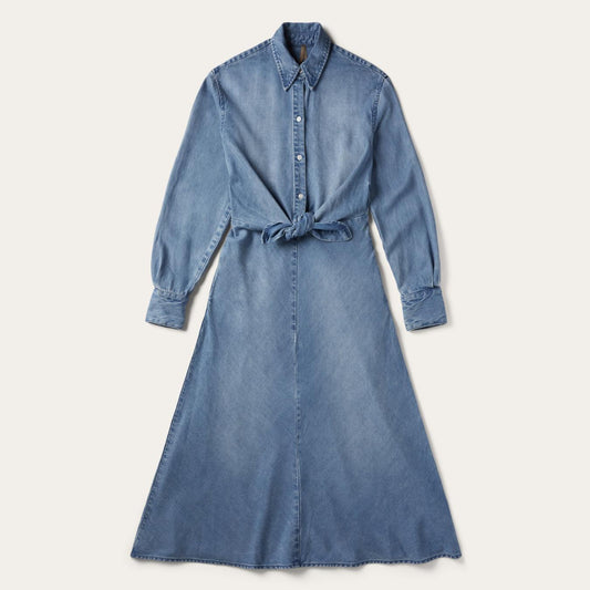 Women Midi Stetson Denim Tie-Front Dress Blue