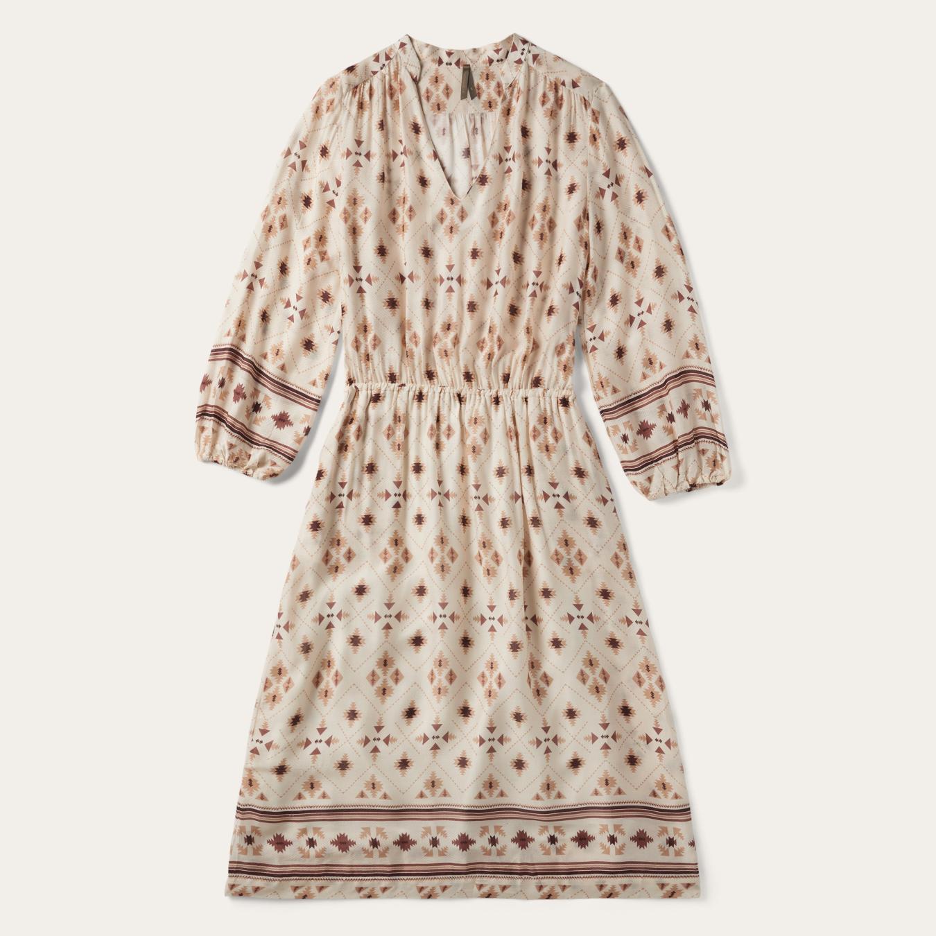 Women Midi Stetson Gaucho Herringbone Dress White