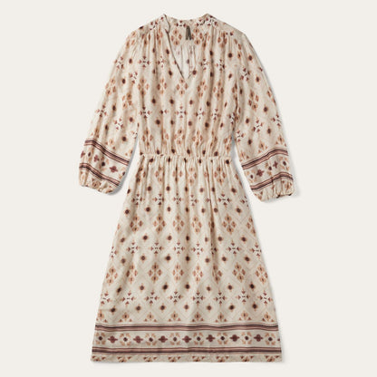 Women Midi Stetson Gaucho Herringbone Dress White